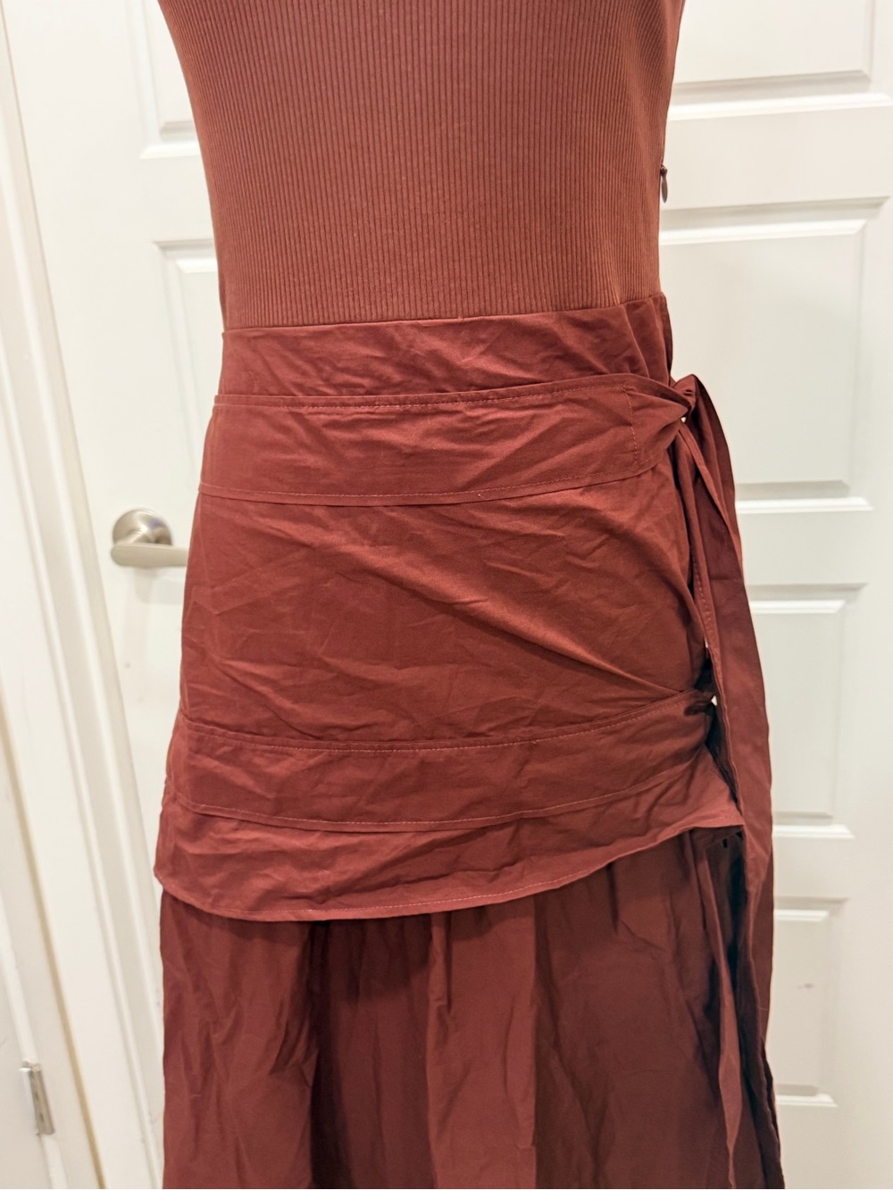 Zara Burgundy Wrap Style Layered Dress with Side Ties - Picture 8 of 12